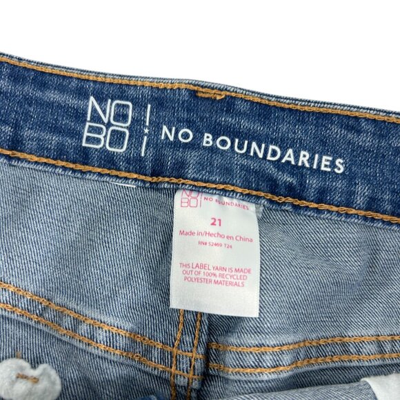 No Boundaries Denim Shorts Size 21W Distressed Button Fly Frayed Hem Jean Cutoff - Picture 3 of 8